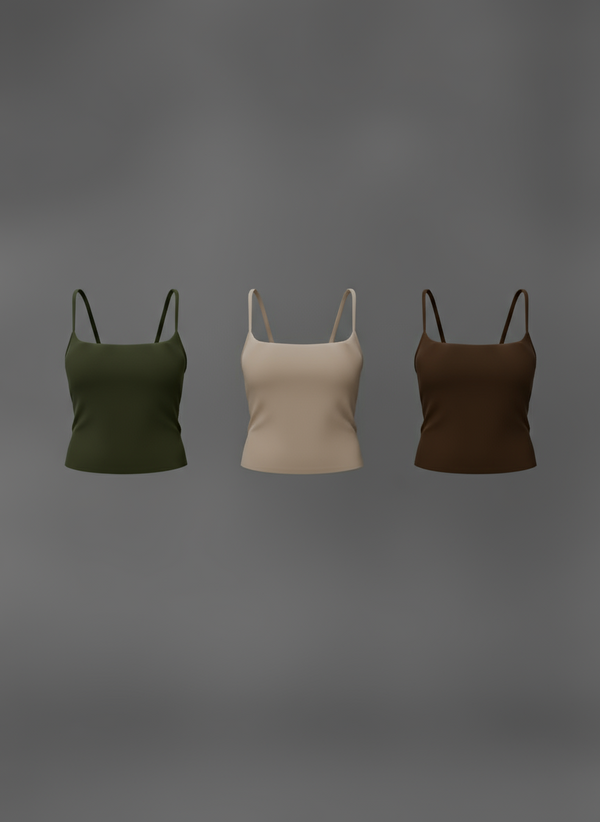 SCULPT TOPS 3-PACK - XS / geen/beige/brown