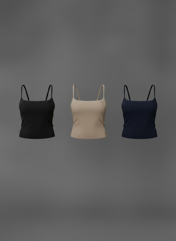 SCULPT TOPS 3-PACK - XS / black/beige/navy