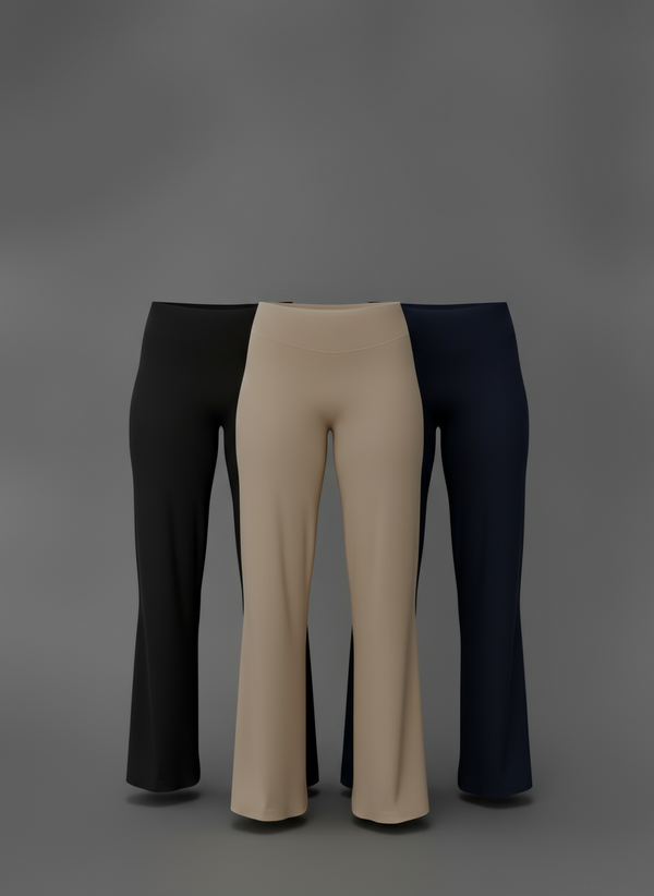 SCULPT STRAIGHT LEG PANTS 3-PACK - XS / black/beige/navy / Regular