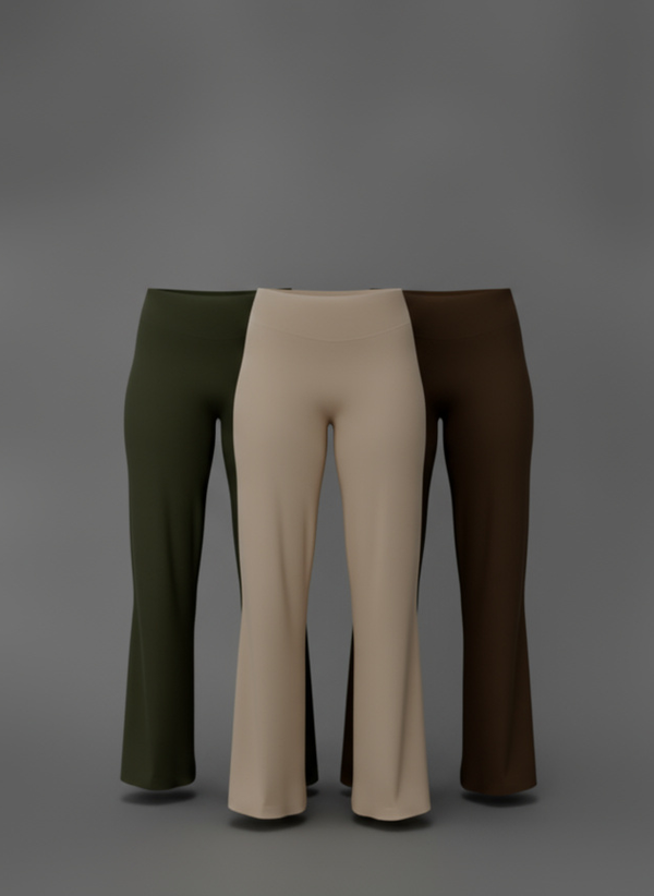SCULPT STRAIGHT LEG PANTS 3-PACK - XS / geen/beige/brown / Regular