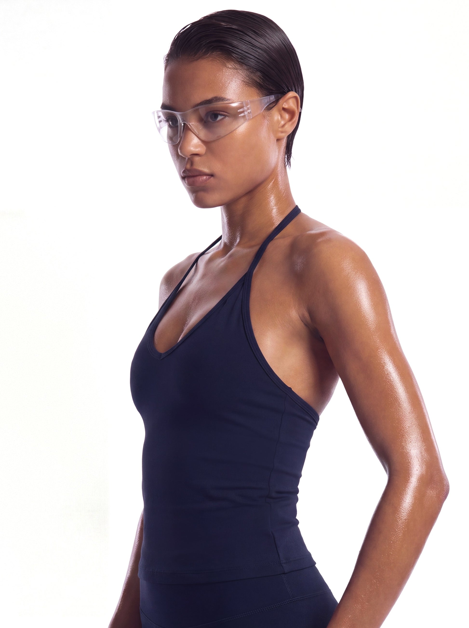 Navy halter side