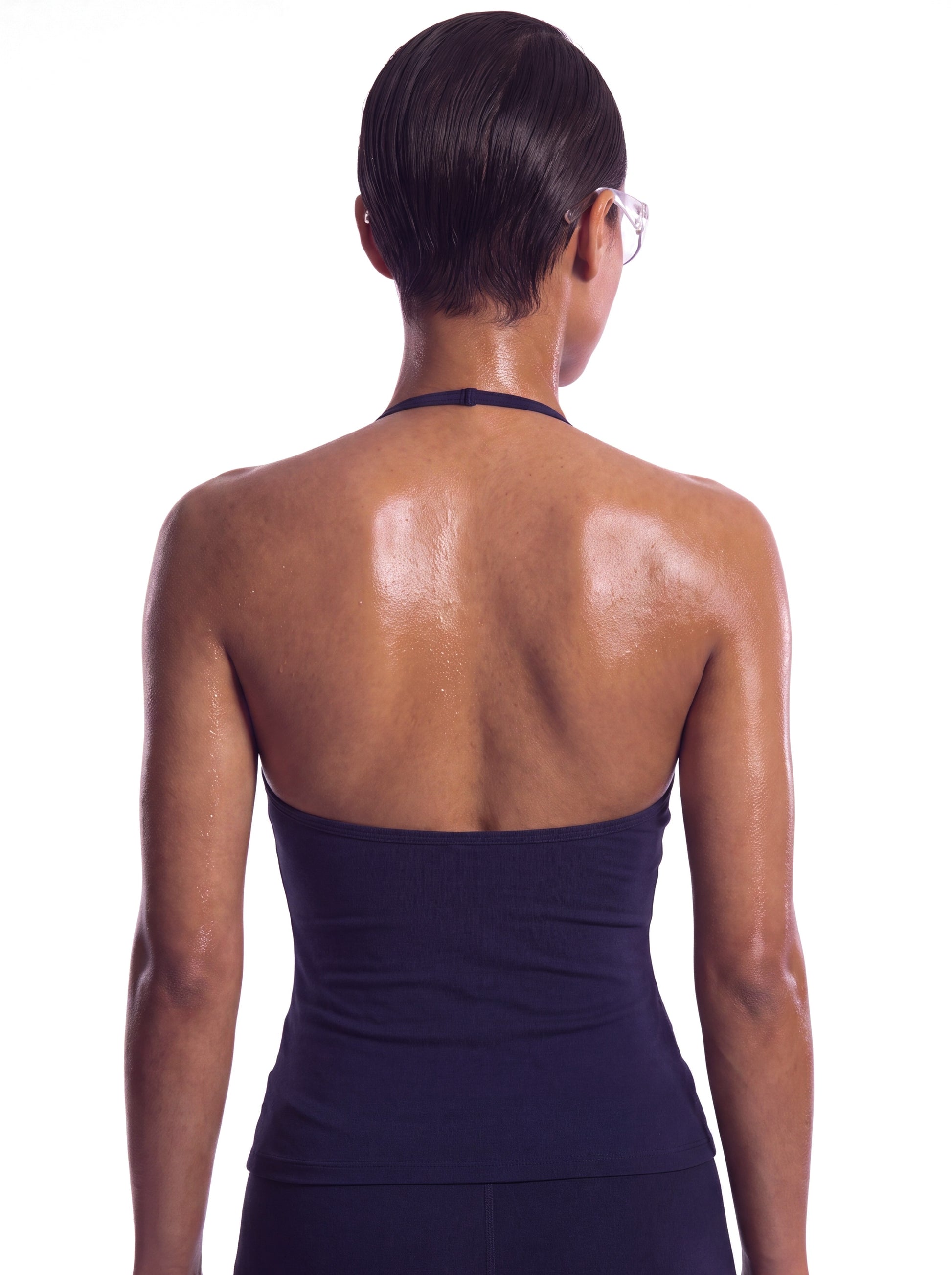 Navy halter back